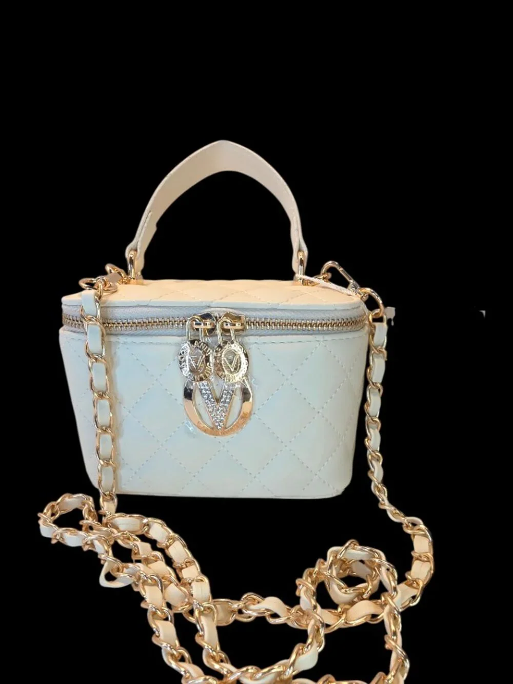 Ivory White Shoulder or Cosmetic Bag by Valentino Orlandi  NWT